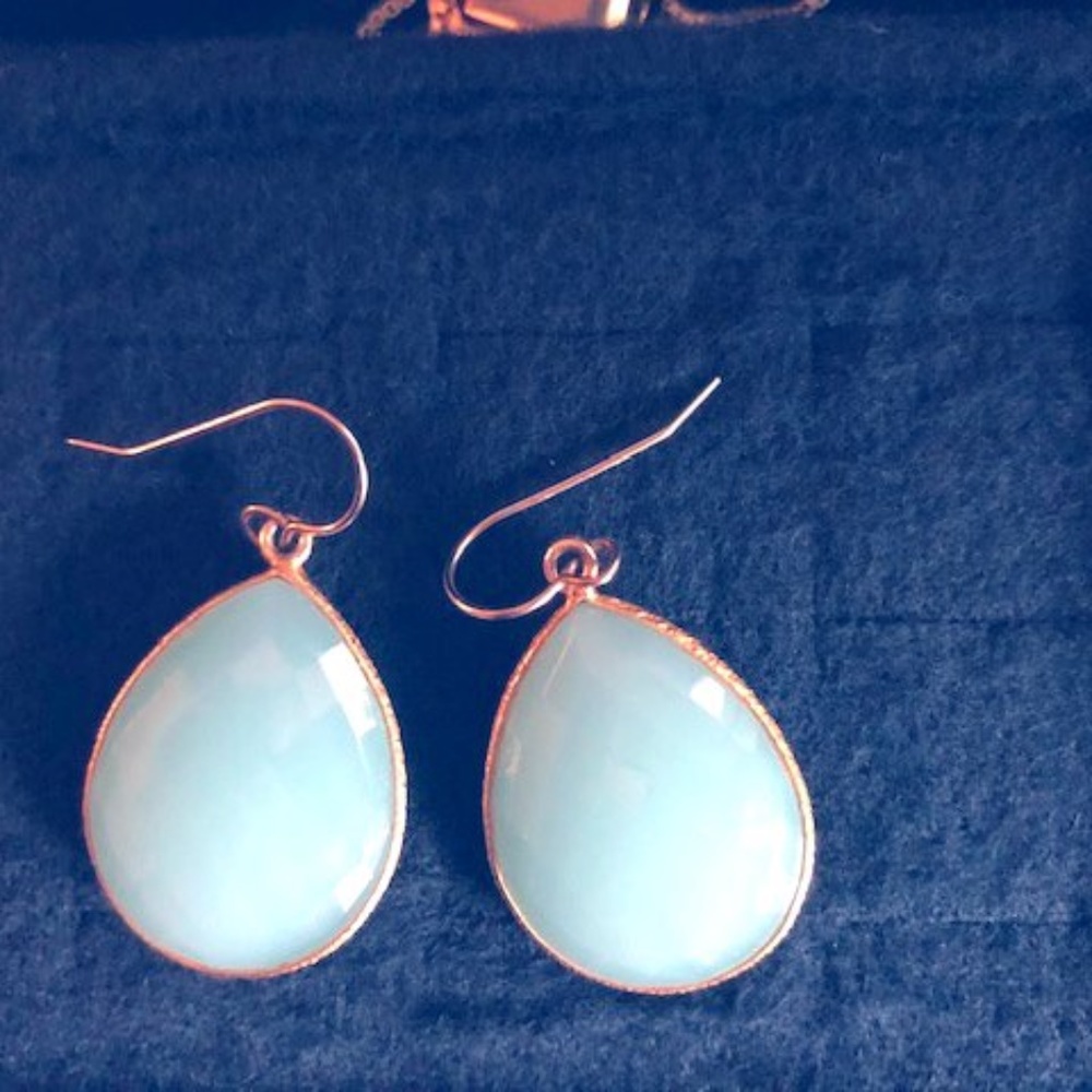 14k gold chalcedony  drop earrings